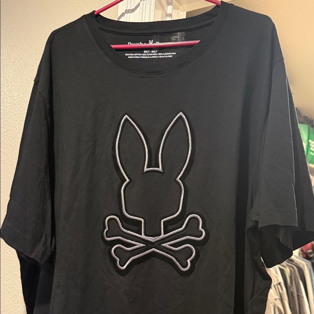 Psycho Bunny Black T-Shirt with Bunny Skull Design